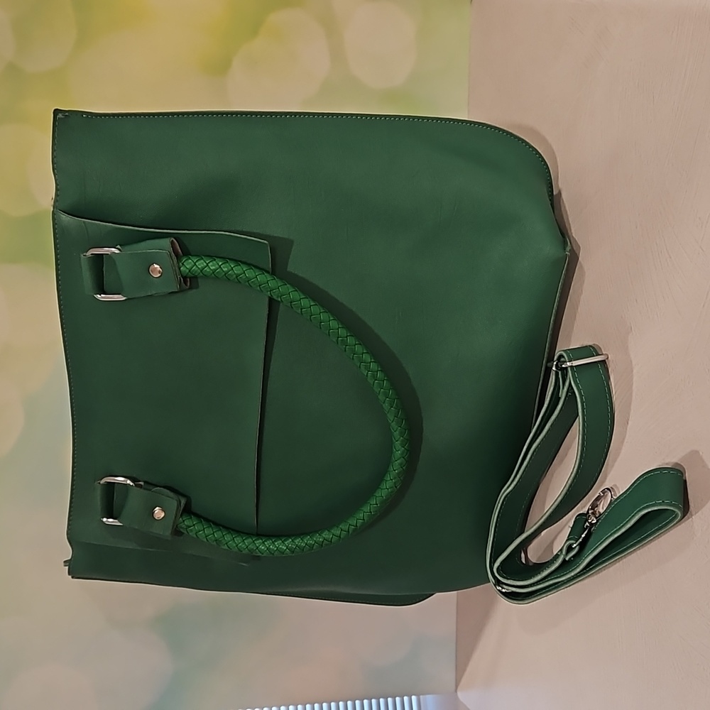 OUKU Green 2 bags in one handbag clutch adjustable shoulder bag see photos - Picture 2 of 13